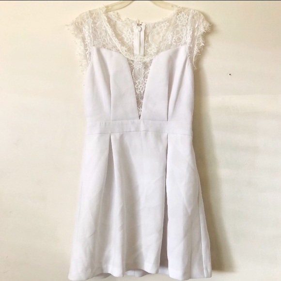 BCBGeneration Womens Lace White Mini Party Dress 8 - Picture 4 of 7